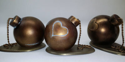 Bronze Sculpture of Three Christmas Bulbs