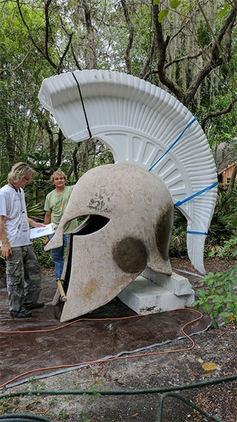 Large Roman Helmet Statue